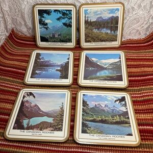 Vintage Set of PIMPERNEL COASTERS Canadian Rockies Mountains Banff Jasper Peyto